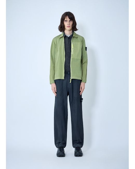 Stone Island Green Zip-Front Technical Jacket for men