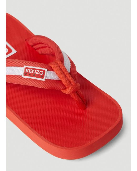 KENZO Red Logo Patch Flip Flops