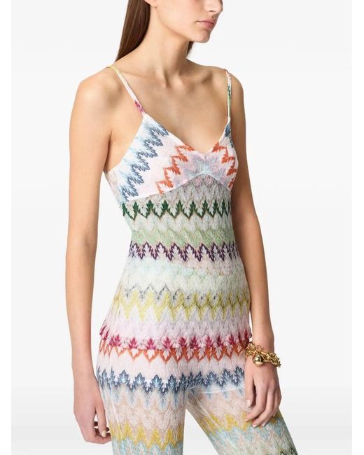 Missoni White V-Neck Zig-Zag Top