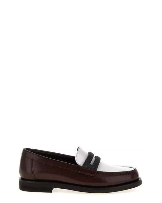 Brunello Cucinelli White Two-Tone Loafers