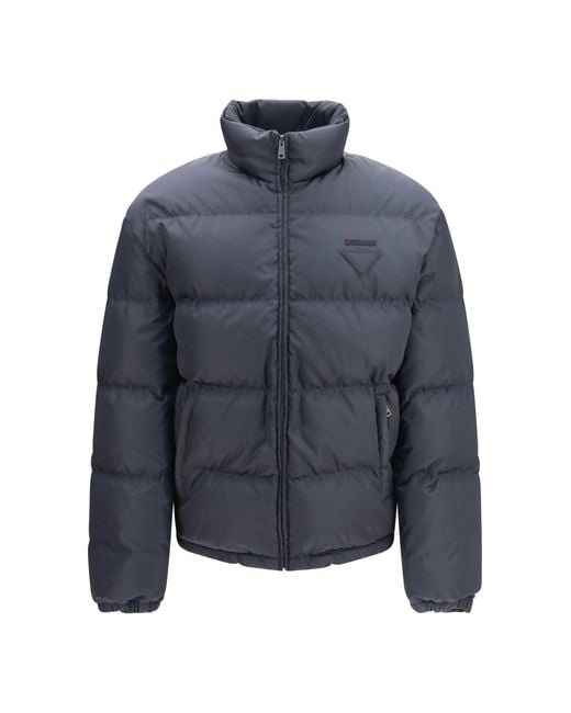 Prada Blue High-Neck Padded Jacket for men