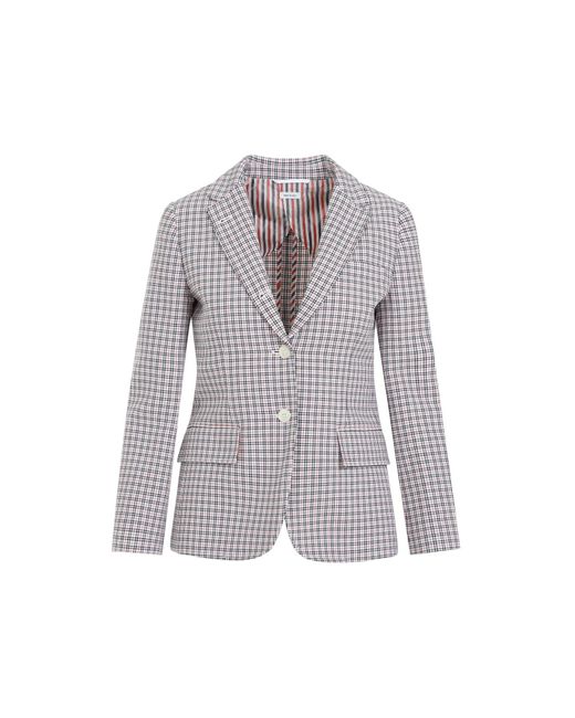 ジャケット THOM BROWNE SMALL CHECK COTTON JACKET Thom Browne Small Check Cotton Jacket in Purple | Lyst