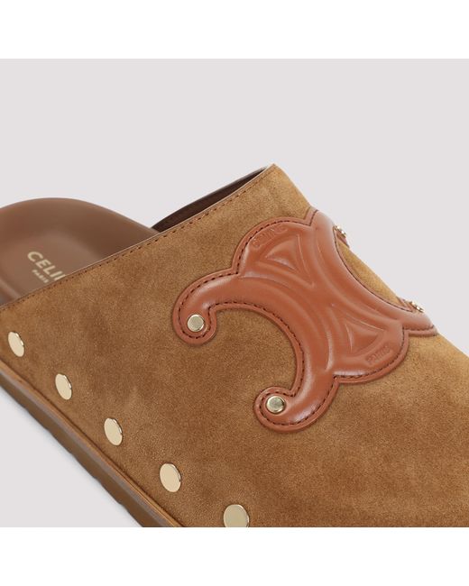 Céline Brown Triomphe Wedge Mules