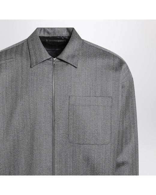 Prada Gray Overshirt With Zip for men