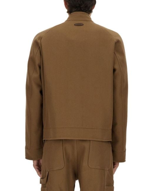 Moschino Brown Structured Boxy Jacket With High Collar