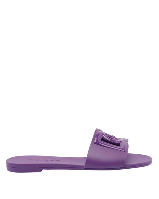 Dolce & Gabbana Purple Dolce&Gabbana Dg Beachwear Slide Sandals