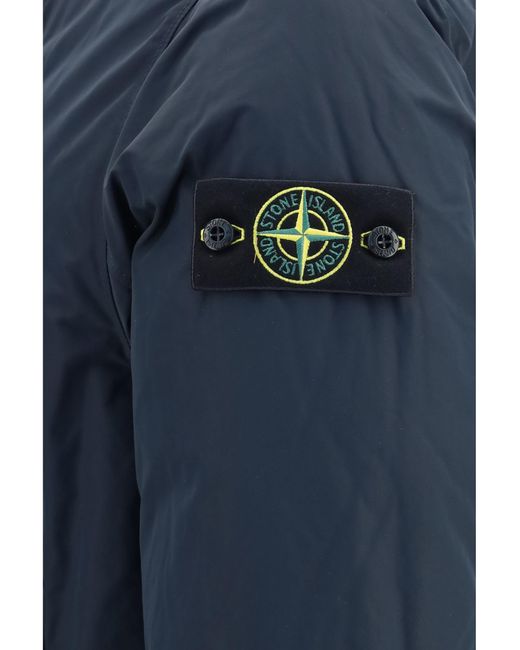 Stone Island Blue Long Down Jacket for men