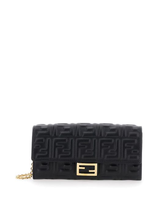 Fendi Gray Â€Œcontinentalâ€ Mini Bag With All-Over Ff Pattern