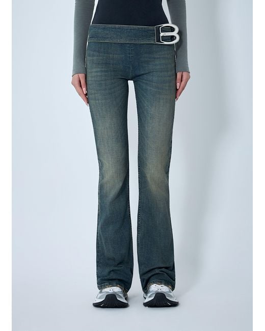 Balenciaga Blue Buckle Bootcut Pants