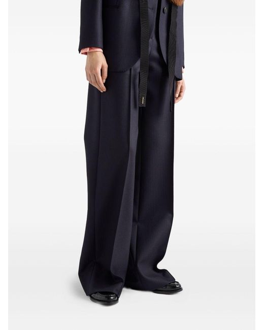 Prada Blue Wool Tailored Trousers
