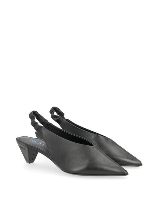 Loewe Gray Origami Cubic Lambskin Slingback