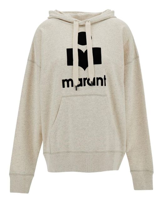 Isabel Marant White Hoodie With Tonal Logo Print