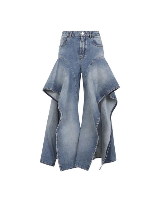 Alaïa Blue Ruffle Faded Jeans