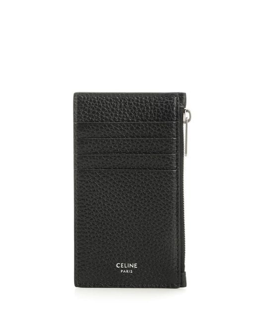 Celine Compact Zip-Around Card Holder in Black for Men | Lyst