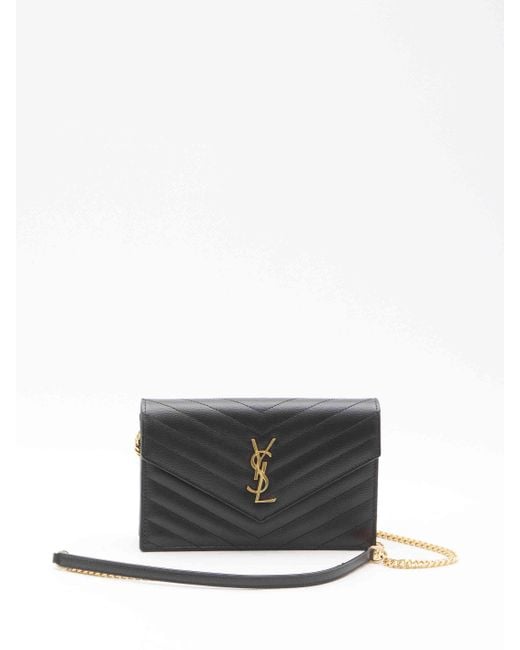 Saint Laurent Gray Envelope Cassandre Chain Wallet