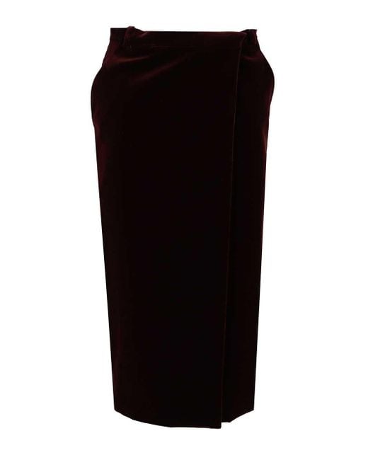 Saint Laurent Women's Black Wrap Midi Skirt