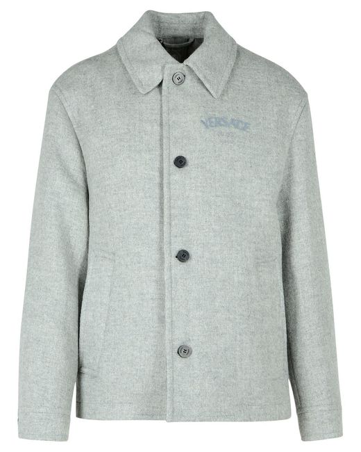 Versace Gray Wool Jacket for men