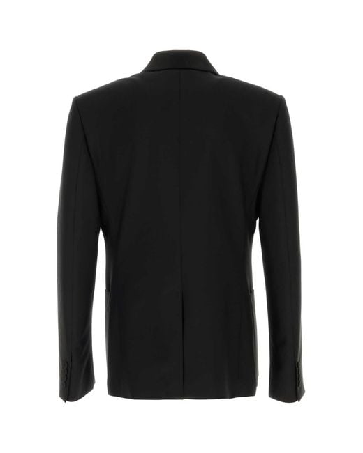 McQueen Black Wool Blend Blazer for men