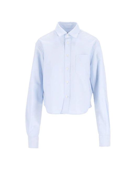 AMI Blue Ami Crooped Shirt
