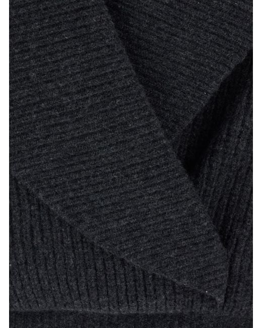 Balmain Black Sweater With Weap Effect And Wide Revers
