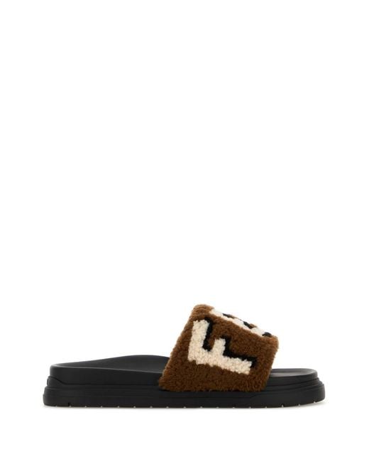 Fendi Multicolor Shearling Slippers for men