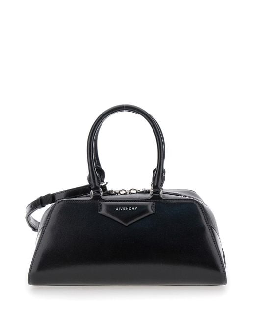 Givenchy Black 'Antigona East West' Small Handbag With Adjustable And Removable Shoulder Strap And Logo Lettering On The Front