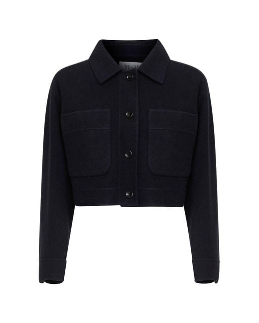 Max Mara Blue Double Jersey Mxmpoggio Cropped Jacket