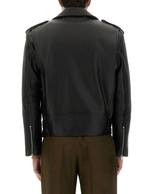 Saint Laurent Black Leather Biker Jacket for men