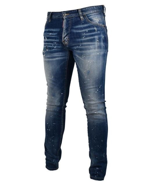 DSquared² Blue Slim-Fit Distressed Denim Jeans With Signature Details for men
