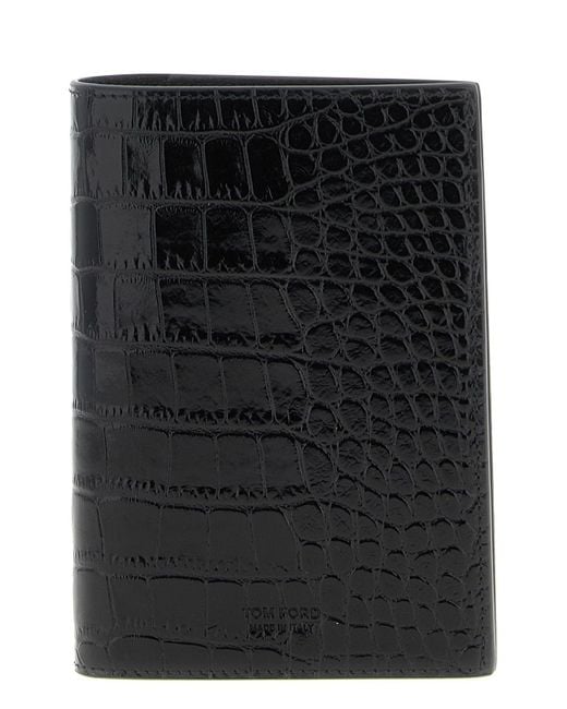 Tom Ford Black 'Exotic Line' Passport Holder for men