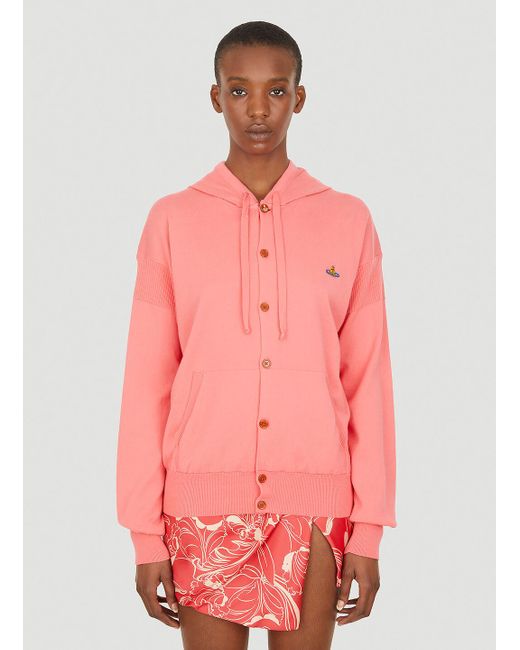 Vivienne Westwood Orb Hooded Cardigan in Pink | Lyst 