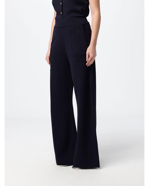 Max Mara Blue High-Waisted Wide Leg Knit Wool Trousers