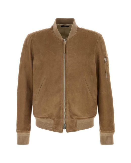 Tom Ford Brown Light Suede Bomber for men