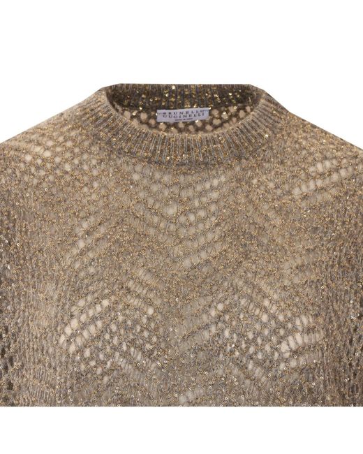 Brunello Cucinelli Brown Sequins Sweater