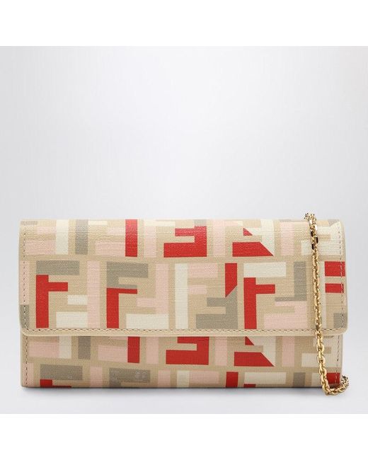 Fendi Pink Pouch With Chain Multicoloured Ff Fabric