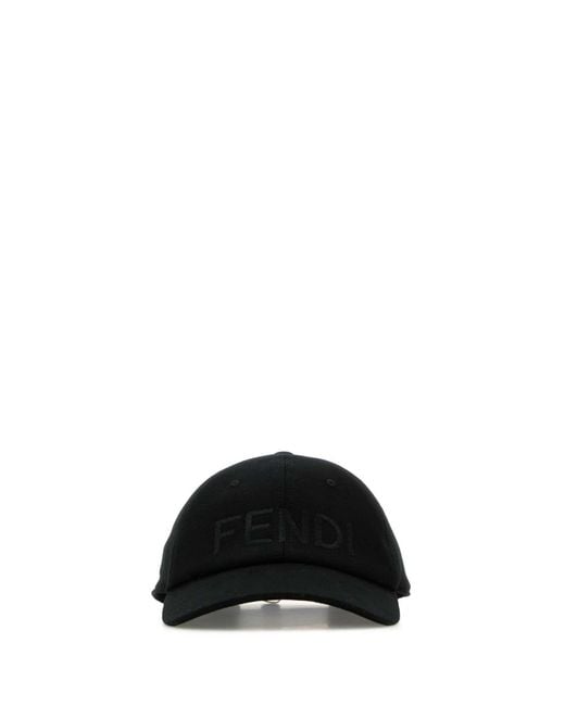 Fendi Black Stretch Cotton Baseball Cap for men
