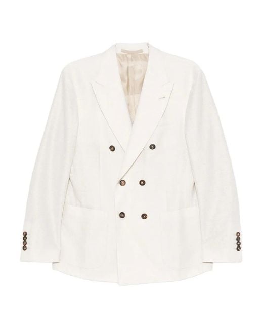 Eleventy White Double-Breasted Buttoned Jacket for men