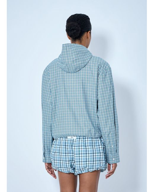 Acne Blue Hooded Check Jacket