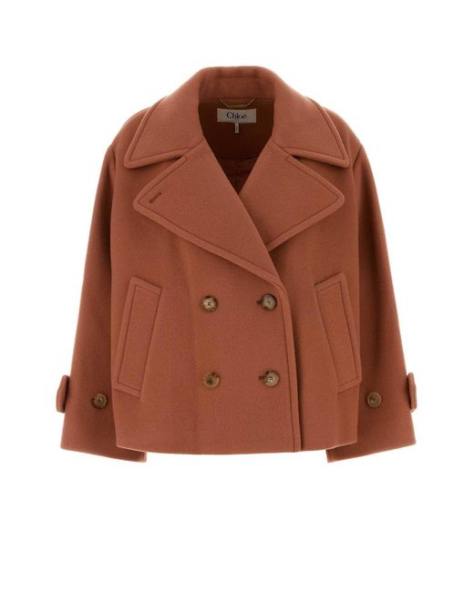 Chloé Brown Dark Wool Blend Coat