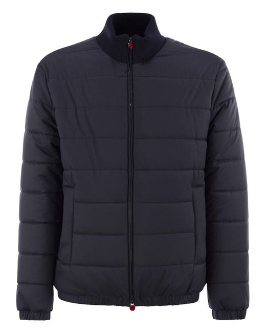 Kiton Blue Technical Fabric Bomber Jacket for men