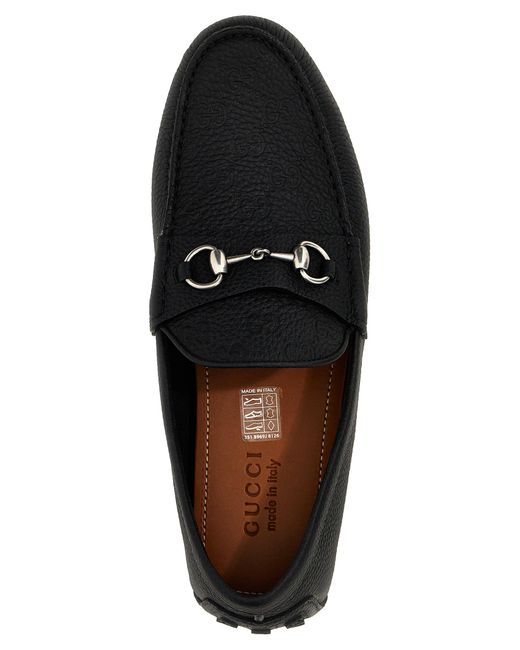 Gucci Black Leather Driver Loafers for men