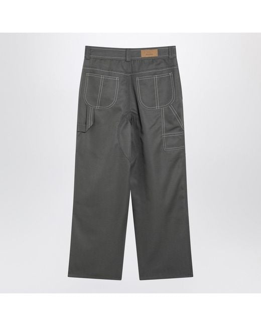 AMI Gray Wool Canvas Workwear Trousers for men