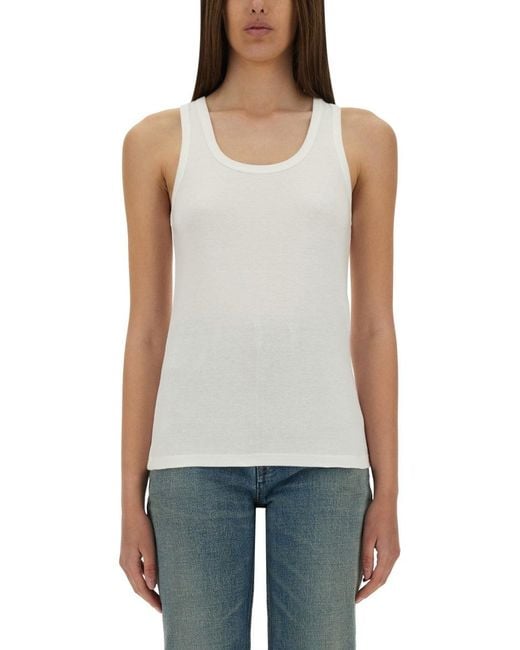 Saint Laurent White Tank Top "Cassandras"