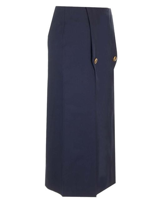 Chloé Blue Wool Midi Skirt