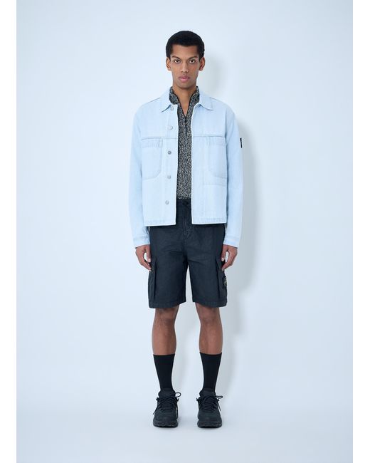 Stone Island Blue Logo Patch Shorts for men