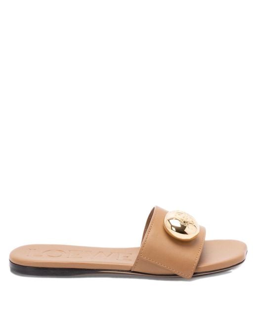 Loewe Natural Pebble Leather Slides