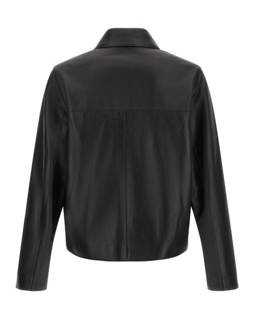 AMI Black Leather Jacket for men
