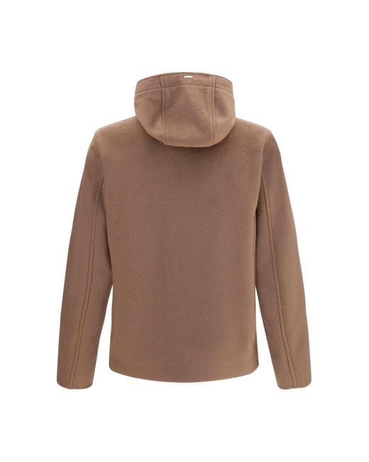 Herno Brown Hooded Button-Front Jacket for men