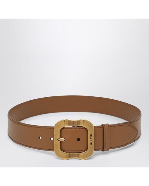 Miu Miu Caramel Leather Belt in Brown | Lyst