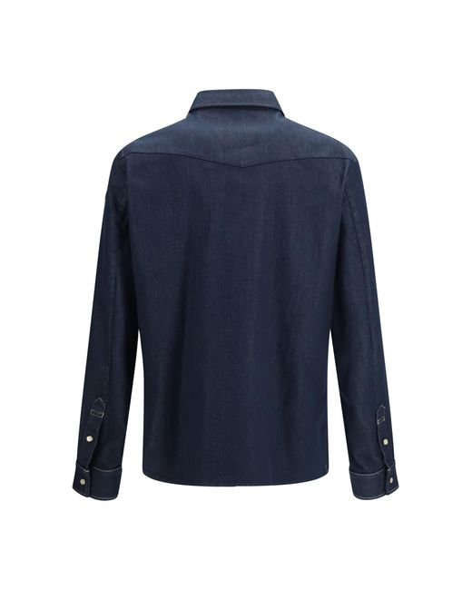 Moncler Blue Denim Jacket With Logo Patch for men